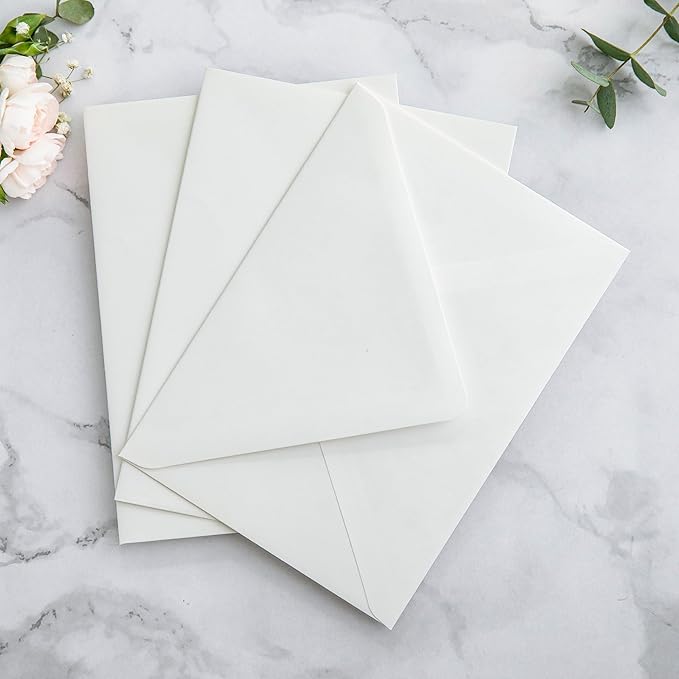 PONATIA 50PCS A7 Euro Flap Ivory Envelope, 5.25 x 7.25'' Flowers Liner Envelopes - Image 7