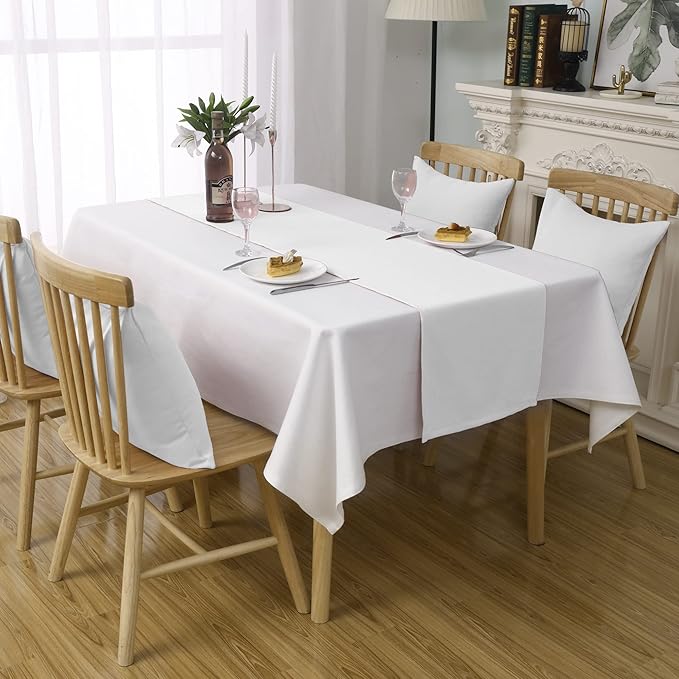 DUALIFE Pure White Table Runner 72 inch Length Soft Color Thick Polyester - Image 6