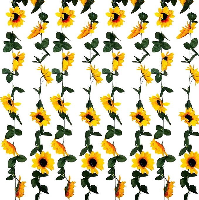 8Pcs 63Ft Sunflower Garland, Fake Hanging Flowers, Sunflower Artificial Flower by Tisspoms