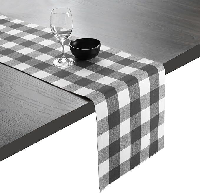 Native Fab Buffalo Checked Plaid Table Runner, 100% Cotton, 13x108 Inches by NativeFab