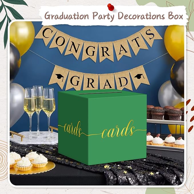 QIKSION Green Graduation Card Box, Wedding Reception, Baby Shower - Image 5
