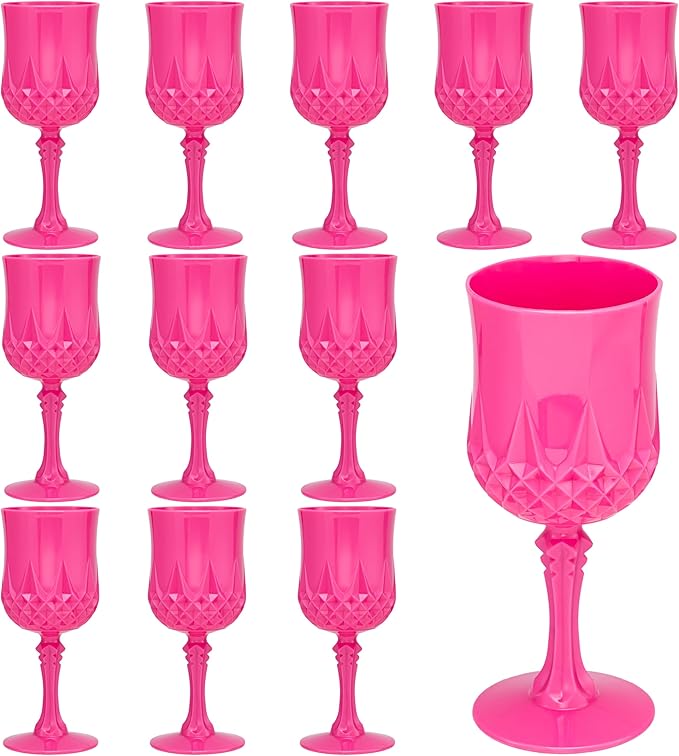 Plastic Vintage Wine Glasses 7OZ Plastic Goblets Vintage Drinking Glasses 12PCS by JLYLOL