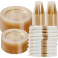 Goodluck 350 Piece Gold Glitter Plastic Dinnerware Set by GoodLuck