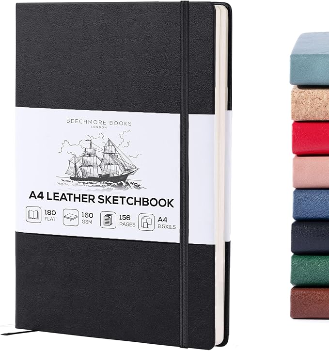 Beechmore Books A4 Sketchbook – 8.5x11 Premium Vegan Leather Bound Large Sketch by BeechmoreBooks