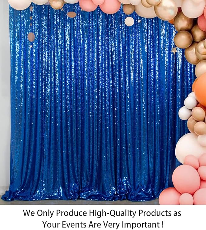 ShiDianYi Sequin Backdrop Royal Blue 2 Panels 4FTx10FT Curtains - Image 2