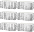 6 Pack 29x108 Inch Metallic Foil Fringe Tinsel Table Skirts Banner by AIKENLIN