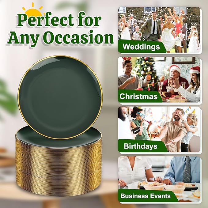Festiva 200Pcs Green Dessert Plates 6.3" - Image 3