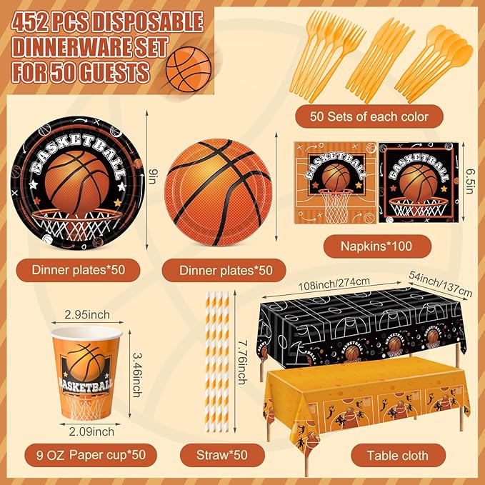 452 Pcs Basketball Party Decorations - Image 2