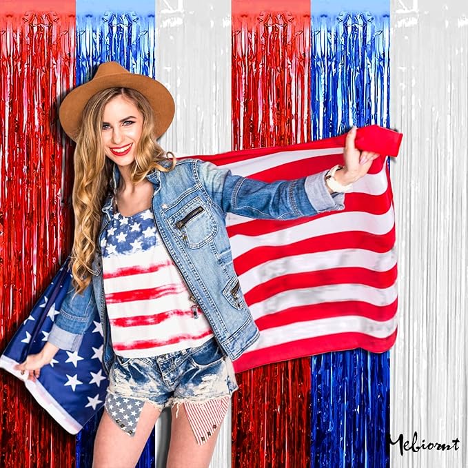 4 Pack 3.2Ft x 6.6Ft Independence Day Fringe Curtain Backdrop - Image 5