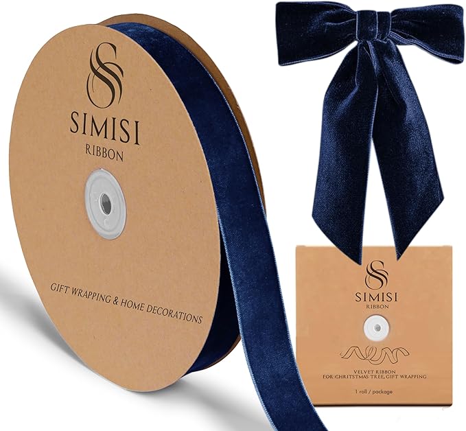 Navy Blue Velvet Ribbon 1'' 25 Yards by SIMISIRIBBON