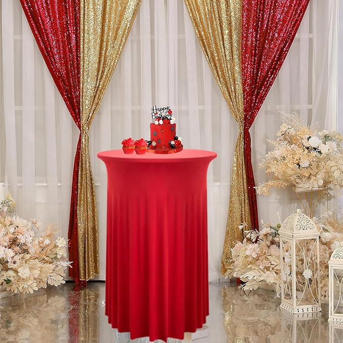 Albassa 2 Pack Cocktail Table Covers 32"x 43" Spandex Stretch Round Cocktail - Image 3