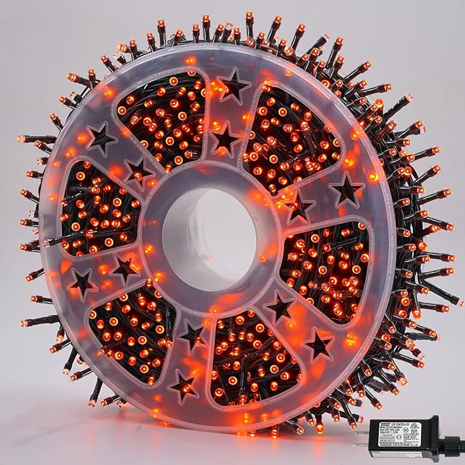 YEGUO 165ft 500 LED Halloween Lights Outdoor Waterproof, 8 Modes Orange String by YEGUO