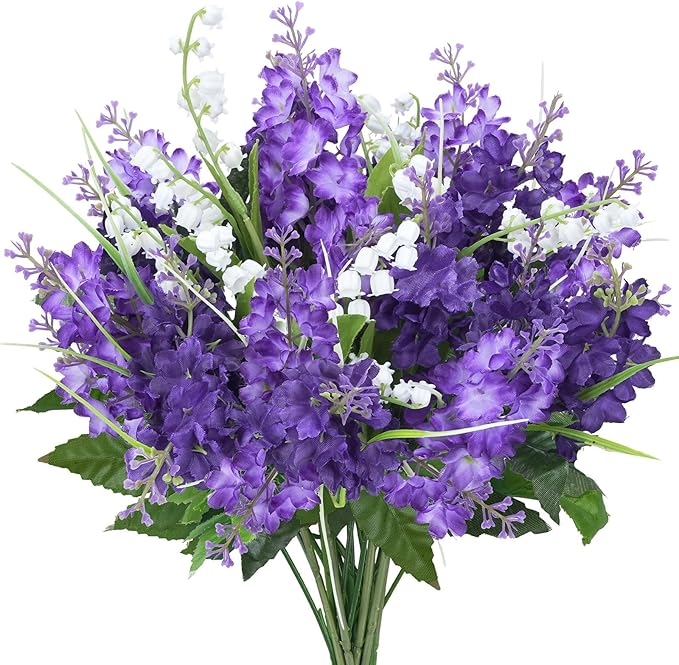 10Pcs Lilac Flowers Artificial Bouquet Fake Purple Flowers Faux Lilacs Mix Bush by HOENLE
