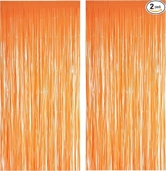 Orange Tinsel Curtain Party Backdrop by GREATRIL