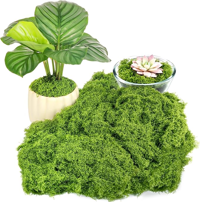 Draupnir Fake Green Moss for Plants Indoor, 5.3OZ Fake Moss for Crafts by Draupnir