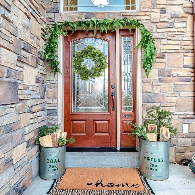 MAKHOT Artificial Porch Decor Greenery Wreath, Eucalyptus Leaf Wreath, Suitable - Image 4