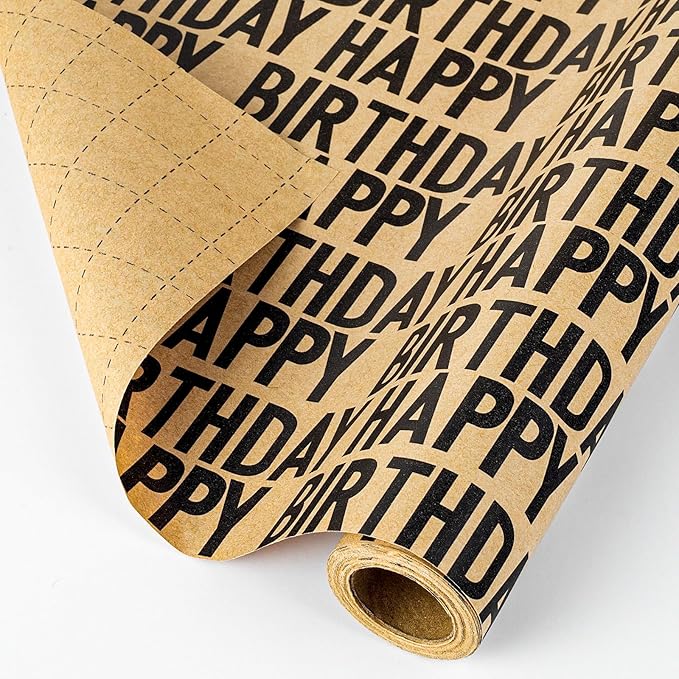 Yarcony Birthday Kraft Wrapping Paper Roll, Mens Gift Wrapping Paper by Atyarconywecreategiftwrappingpaperthatmakeseverypresentfeelextraspecialourdesignsblendstyleandqualityturningbirthdayschristmasandalloflife%E2%80%99scelebrationsintomomentstoremember