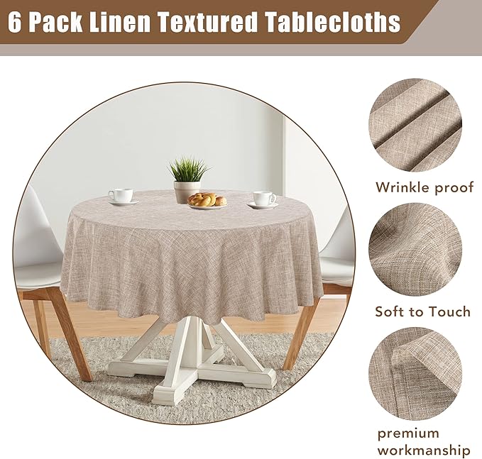 Fitable Faux Linen Round Tablecloths 60 Inches - Image 3