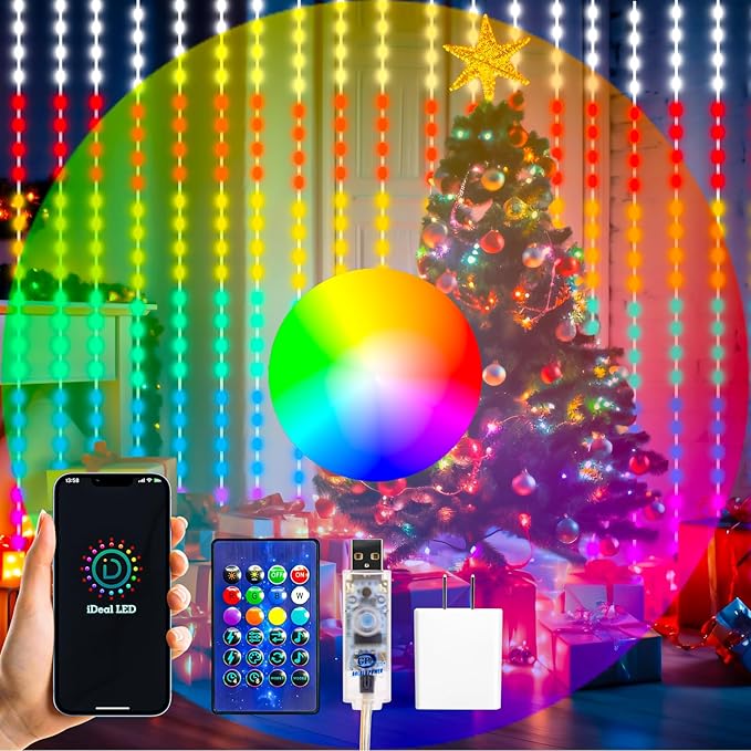 HXWEIYE 300LED Fairy Curtain Lights, 9.8x9.8Ft USB Plug-in 8 Modes Christmas by LightUpYourHomewHXWEIYE
