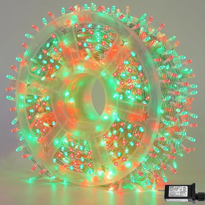 YEGUO 165ft 500 LED Red and Green Christmas Lights Outdoor Waterproof, 8 Modes by YEGUO
