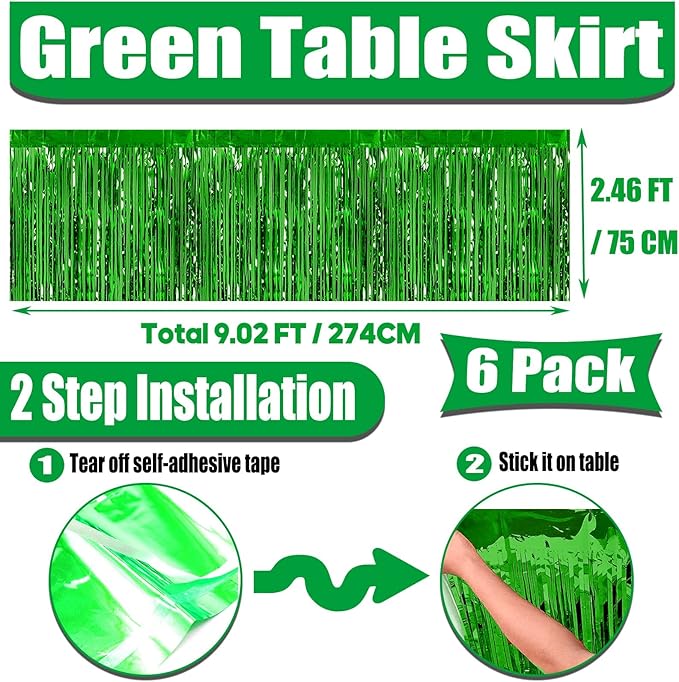 6 Pack 29x108 Inch Metallic Foil Fringe Tinsel Table Skirts Banner - Image 2