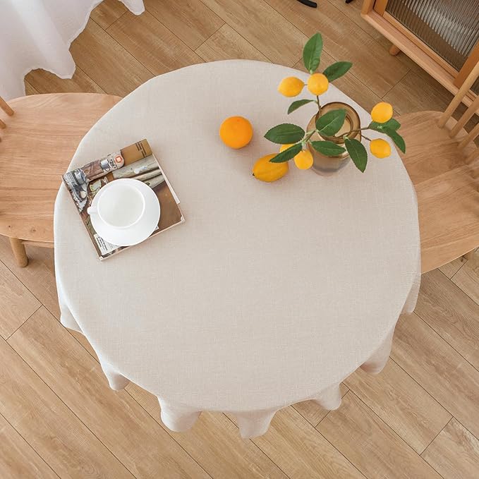 NLMUVW Round Linen Tablecloth 36 Inch, Oatmeal Small Table Cloth Rustic Water - Image 7