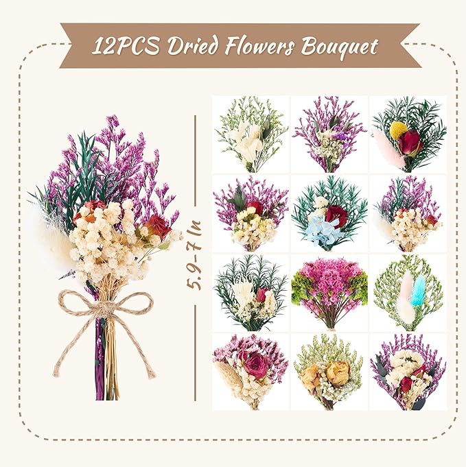 12/24 PCS Charming Dried Flowers Bouquet - Image 2