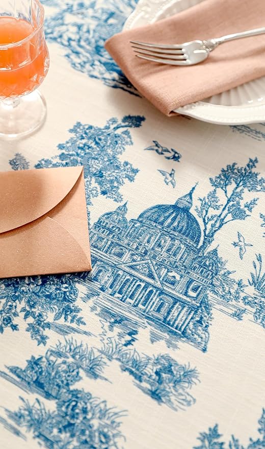 patdrea Designer Vintage Cyan Tablecloth - Image 6