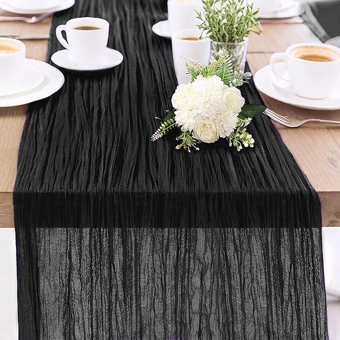 1-Pack Black Cheesecloth Table Runners – 10FT Boho Rustic Gauze Fabric Cheese by Unknown