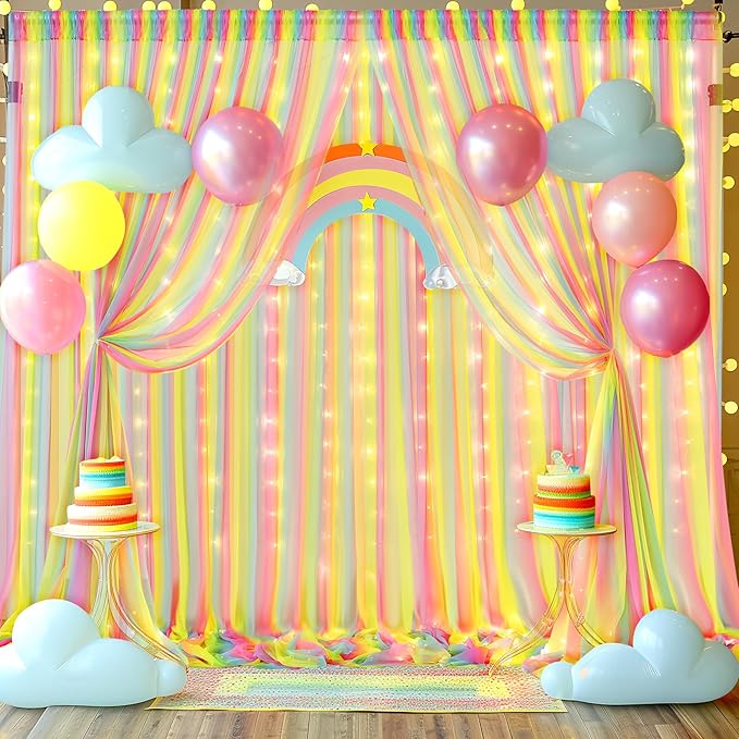 Rainbow Tulle Backdrop Curtain - Image 3
