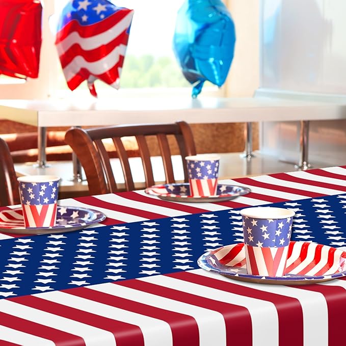 QZYL 4 Pack 4th of July Tablecloths, Rectangle Red White and Blue Tablecloth - Image 7