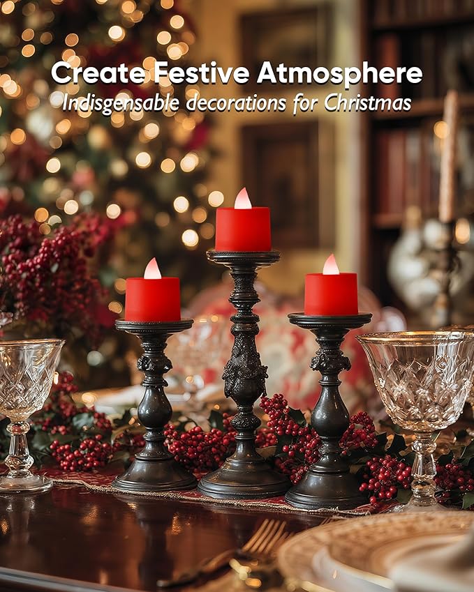 Amagic 24 Pack Red LED Tea Lights, Flameless Votive Candles Battery Operated - Image 3