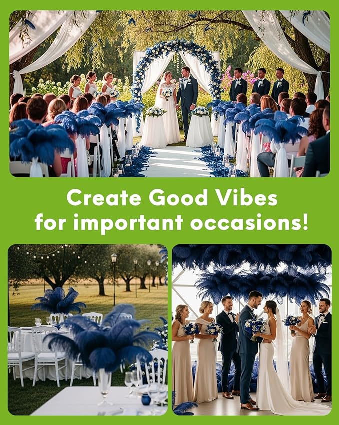 NEWONG 30pcs Navy Blue Ostrich Feathers Natural Bulk 8-10inch Vase Craft - Image 4