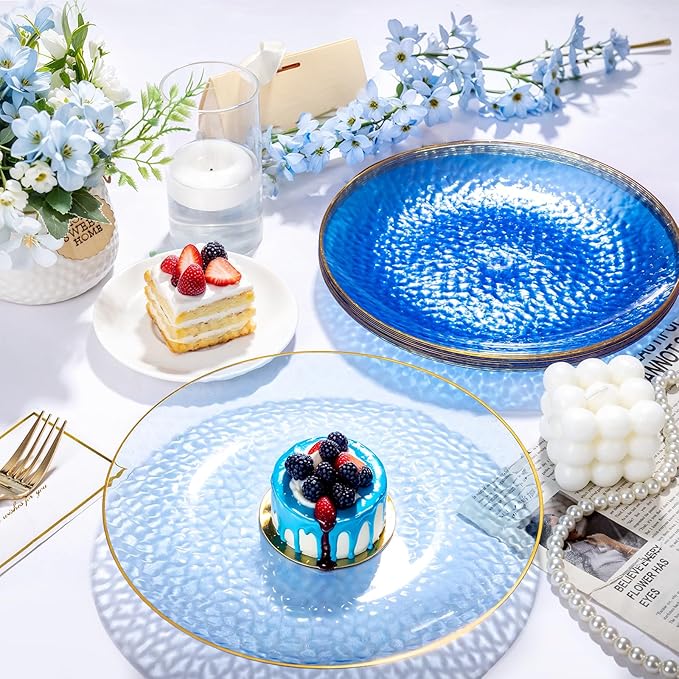 Rubtlamp 60 Pieces Blue Gold Plastic Plates - Image 5