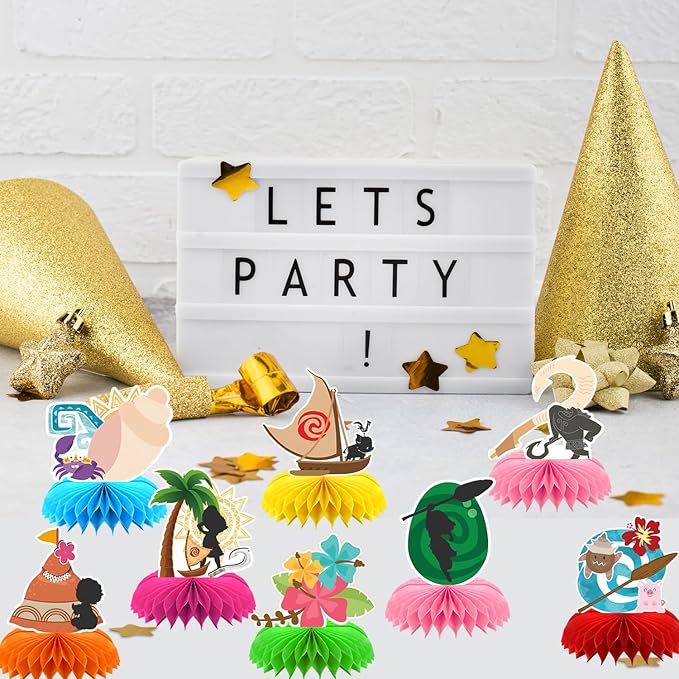 8Pcs Tropical Hawaiian Birthday Party Supplies, Tropical Luau Summer Honeycomb - Image 3