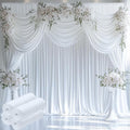 20ftx12ft Wrinkle Free White Backdrop Curtain, 4 Panels 12FT Height White by LeegleriTableSkirt