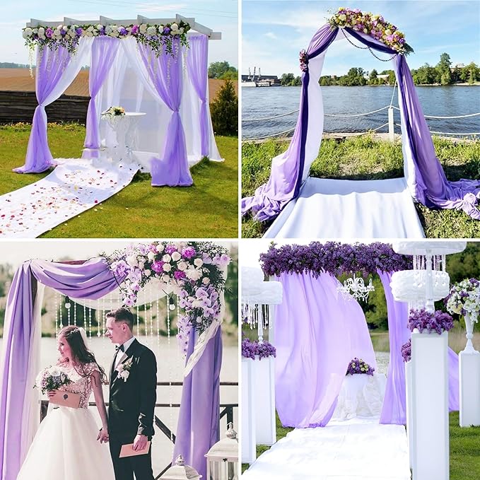 4 Panels Wedding Arch Draping Fabric 28" x 20 Ft Wedding Arch Drapes Chiffon - Image 6