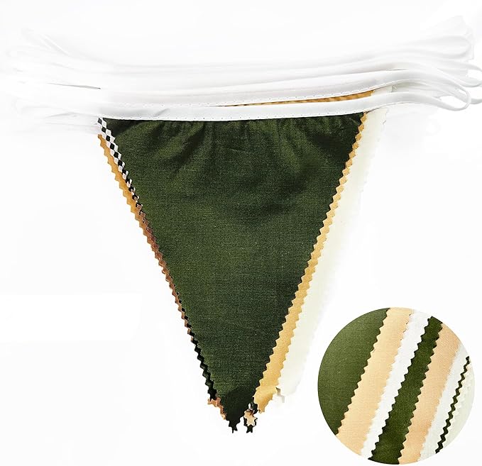 32Ft Sage Green Party Decorations Olive Green Tan Brown Cream Neutral Triangle - Image 2
