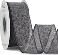 Ribbli Grey Burlap Wired Ribbon, 1-1/2 Inch x 10 Yard, Solid Wired Edge Ribbon by Ribbli