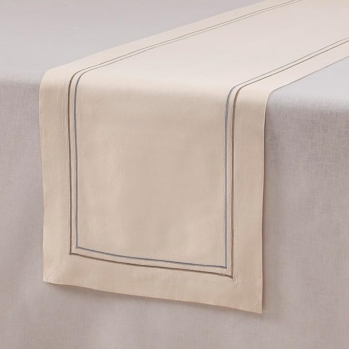 Cotton Linen Table Runner 90 Inches Long – Summer Beige Table Runner 14 x 90 - Image 4