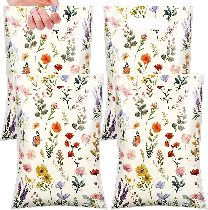 100 Pcs Wildfloral Gift Bags Vintage Wildflower Party Favor Bag by Bulyoou