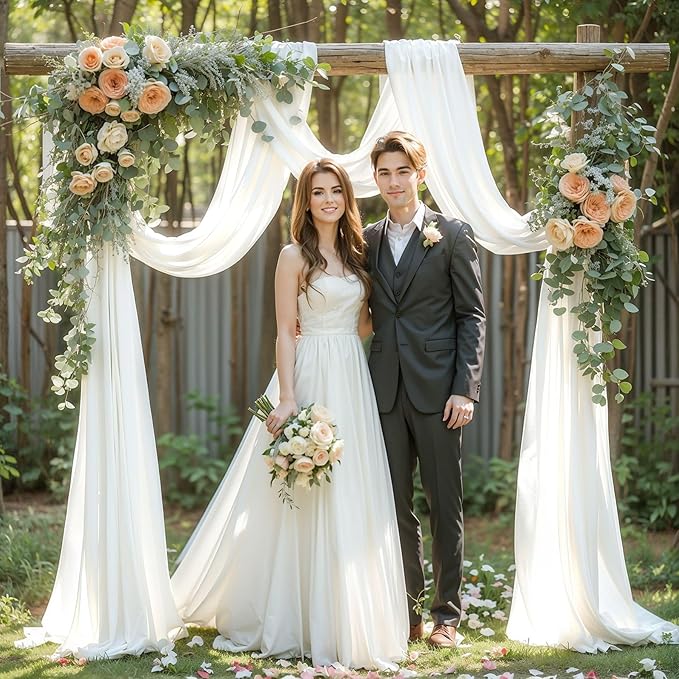 PARTISKY Wedding Arch Draping Fabric, 1 Panel 18FT White Drapes Chiffon Fabric - Image 4