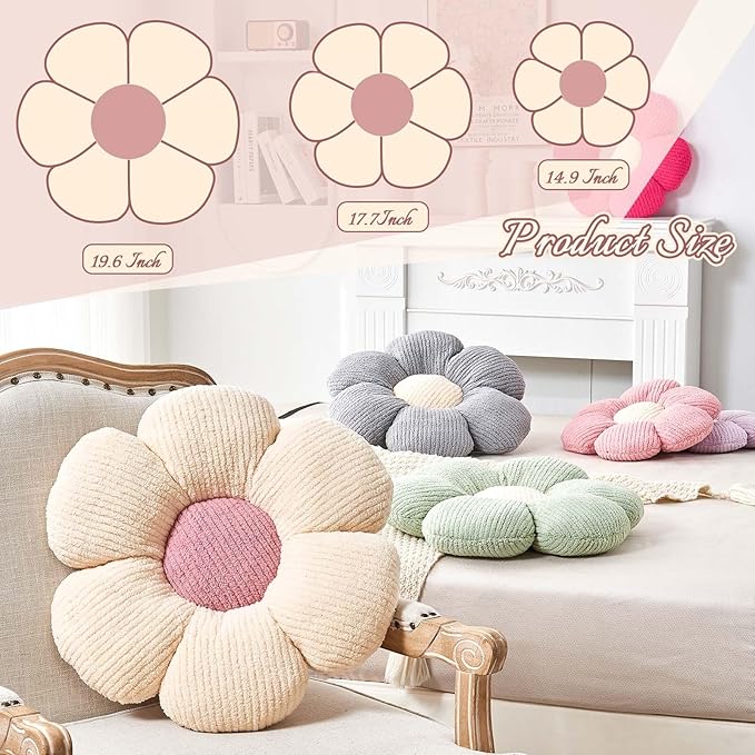 Flower Throw Pillow, Soft Peach Pink 19.6" Shaped Floor Pillow - Image 2