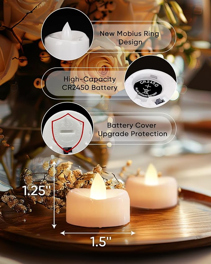 Remote Candles, 400+Hours Remote Control LED Tea Lights Votive Candle - Image 2