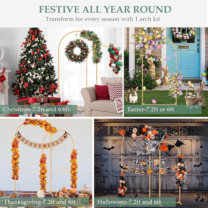 Wedding Arch Backdrop Stand 7.2FT, 6FT Set of 2 - Image 8