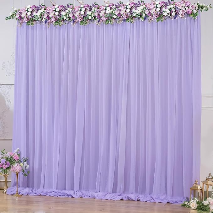 10x10ft Purple Tulle Backdrop Curtain by Partisky