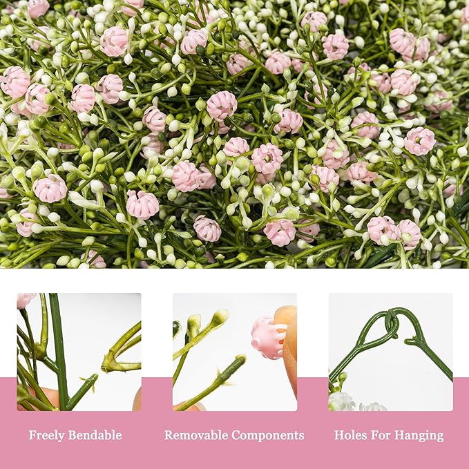 2 Pcs 5.8ft Artificial Baby Breath Flower Vines, Babys Breath Artificial - Image 2