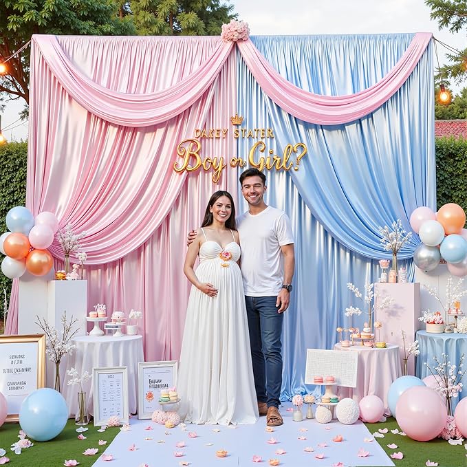 10x10 ft Pink Glitter Backdrop Curtain or Parties, Wrinkle Free Glitter Photo - Image 6
