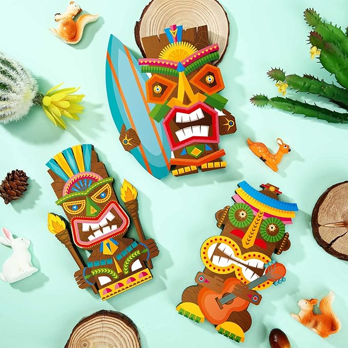 Blulu 3 Pcs Tiki Party Decor Hawaiian Luau Party Decorations Tropical Aloha - Image 2