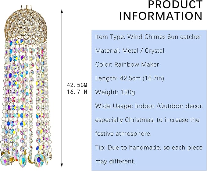 Chandelier Wind Chimes Crystal Suncatcher Window Hanging Sun Catchers AB Color - Image 2